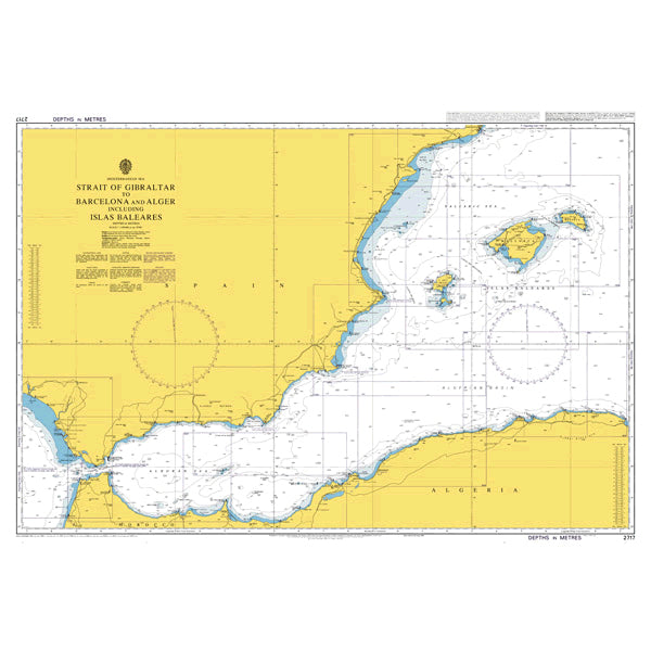 Mediterranean Sea, Strait of Gibraltar to Barcelona and Alger including Islas Baleares