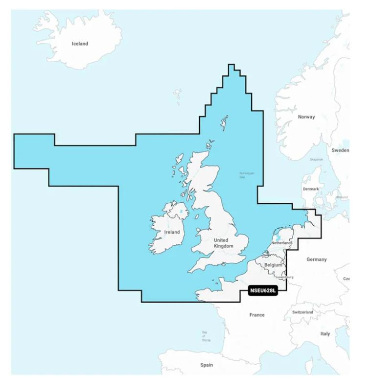NSEU628L - Large Garmin Navionics Plus - UK, Ireland and Holland