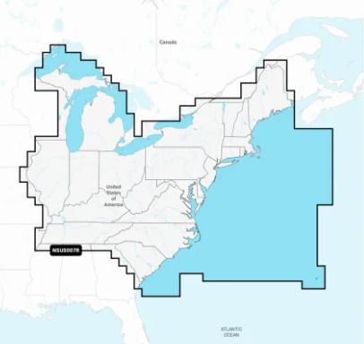 NSUS007R - Regular Garmin Navionics Plus - U.S. East - Lakes, Rivers and Coastal Marine Charts