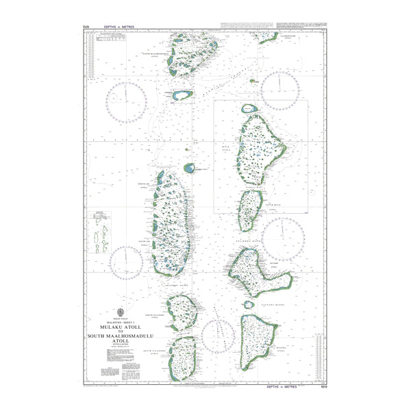 Indian Ocean, Maldives-Sheet 3, Mulaku Atholhu to Maalhosmadulu Atholhu Dhekunuburi